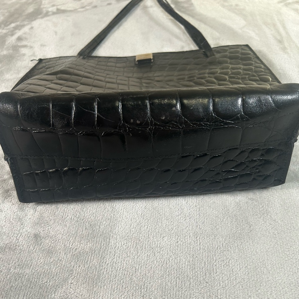 Furla crocodile embossed black leather tote bag - Picture 7 of 16